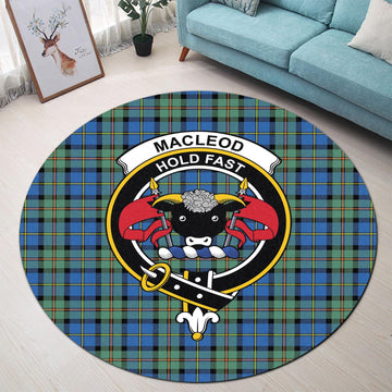 MacLeod of Harris Ancient Tartan Round Rug with Family Crest