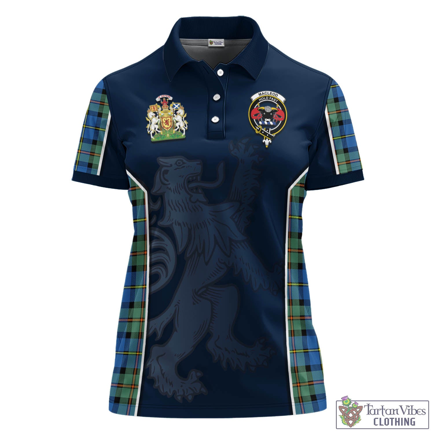 MacLeod of Harris Ancient Tartan Women's Polo Shirt with Family Crest and Lion Rampant Vibes Sport Style - Tartan Vibes Clothing