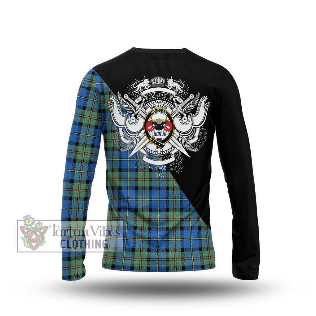 MacLeod of Harris Ancient Tartan Long Sleeve T-Shirt with Family Crest and Military Logo Style - Tartanvibesclothing Shop