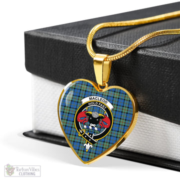 MacLeod of Harris Ancient Tartan Heart Necklace with Family Crest