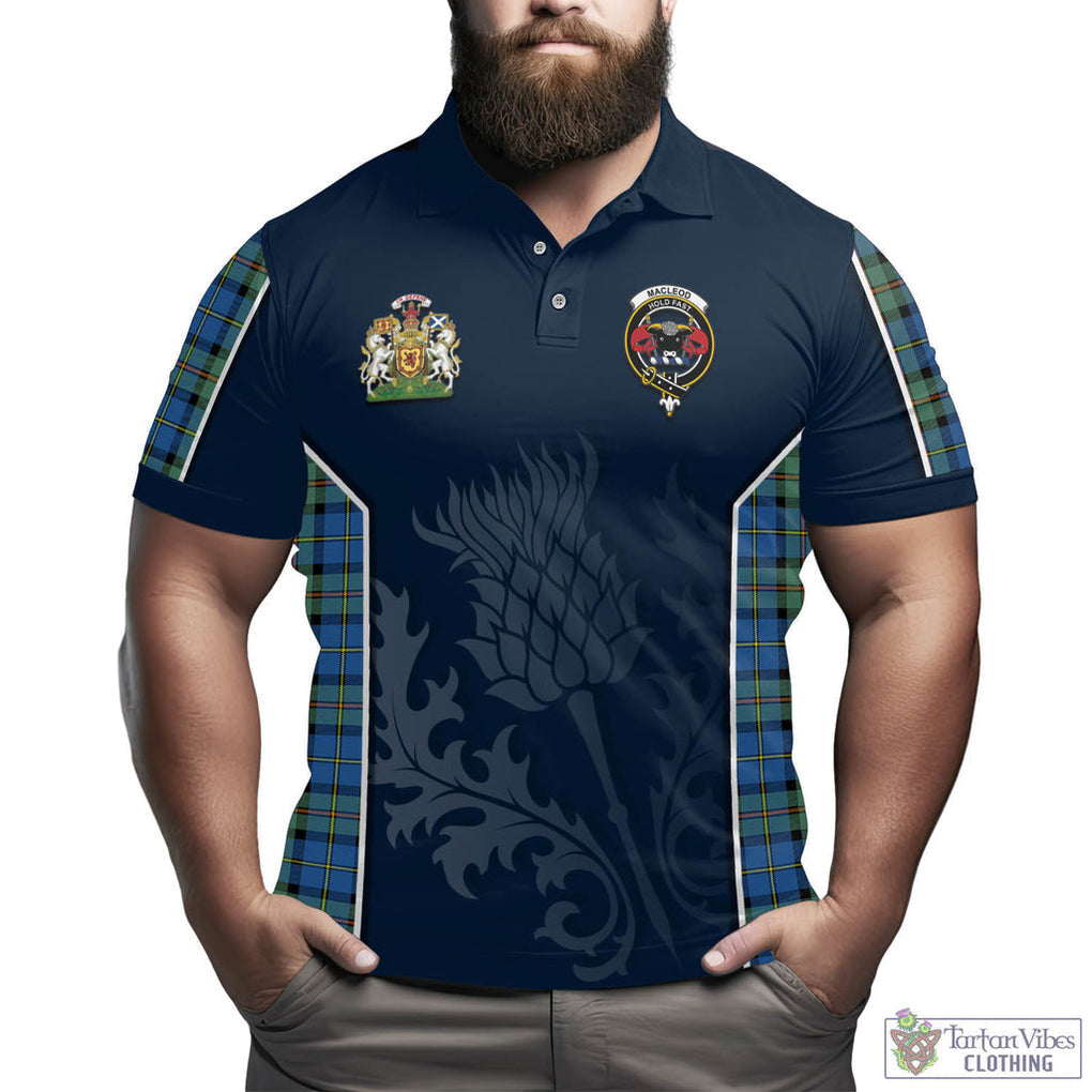 Tartan Vibes Clothing MacLeod of Harris Ancient Tartan Men's Polo Shirt with Family Crest and Scottish Thistle Vibes Sport Style