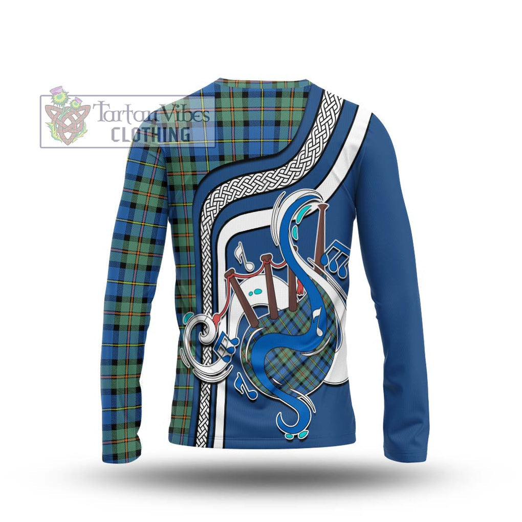 Tartan Vibes Clothing MacLeod of Harris Ancient Tartan Long Sleeve T-Shirt with Epic Bagpipe Style