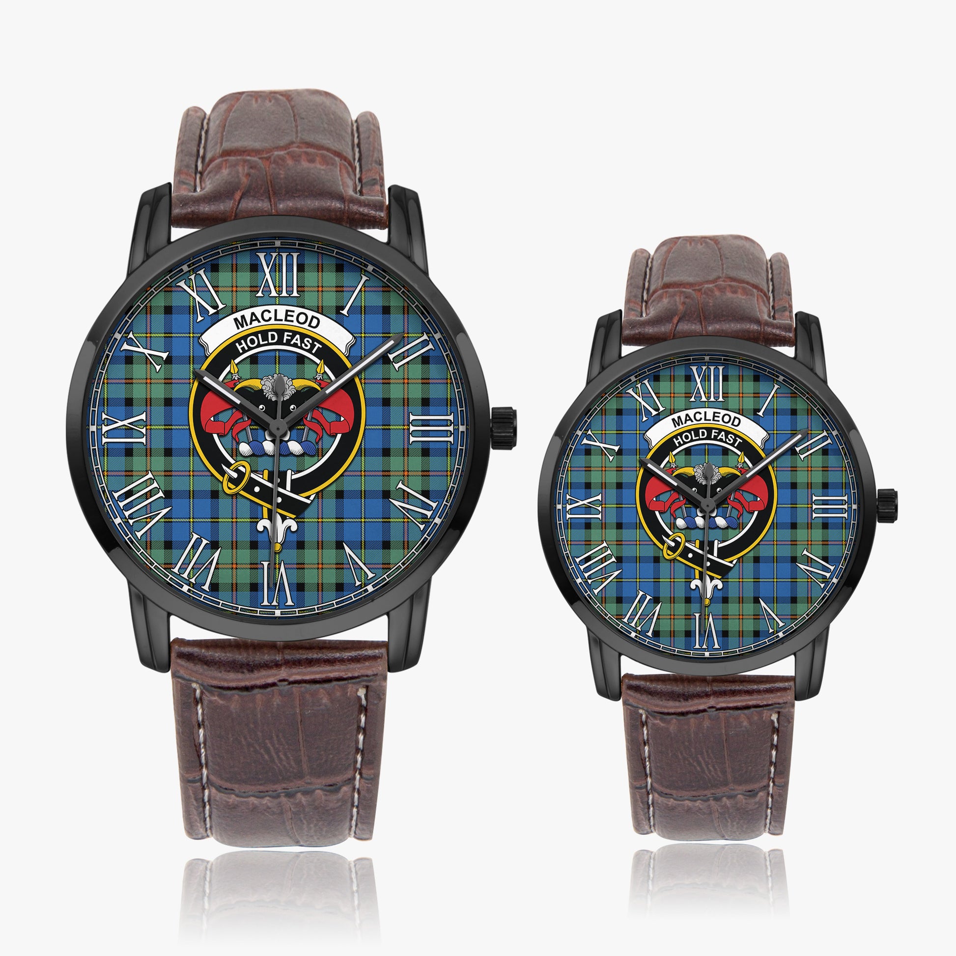 MacLeod of Harris Ancient Tartan Family Crest Leather Strap Quartz Watch - Tartanvibesclothing