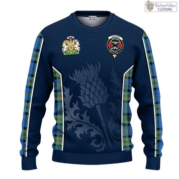 MacLeod of Harris Ancient Tartan Knitted Sweatshirt with Family Crest and Scottish Thistle Vibes Sport Style