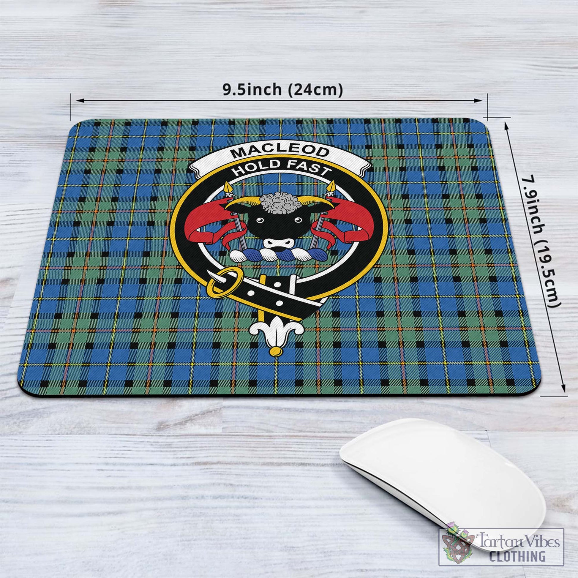 Tartan Vibes Clothing MacLeod of Harris Ancient Tartan Mouse Pad with Family Crest