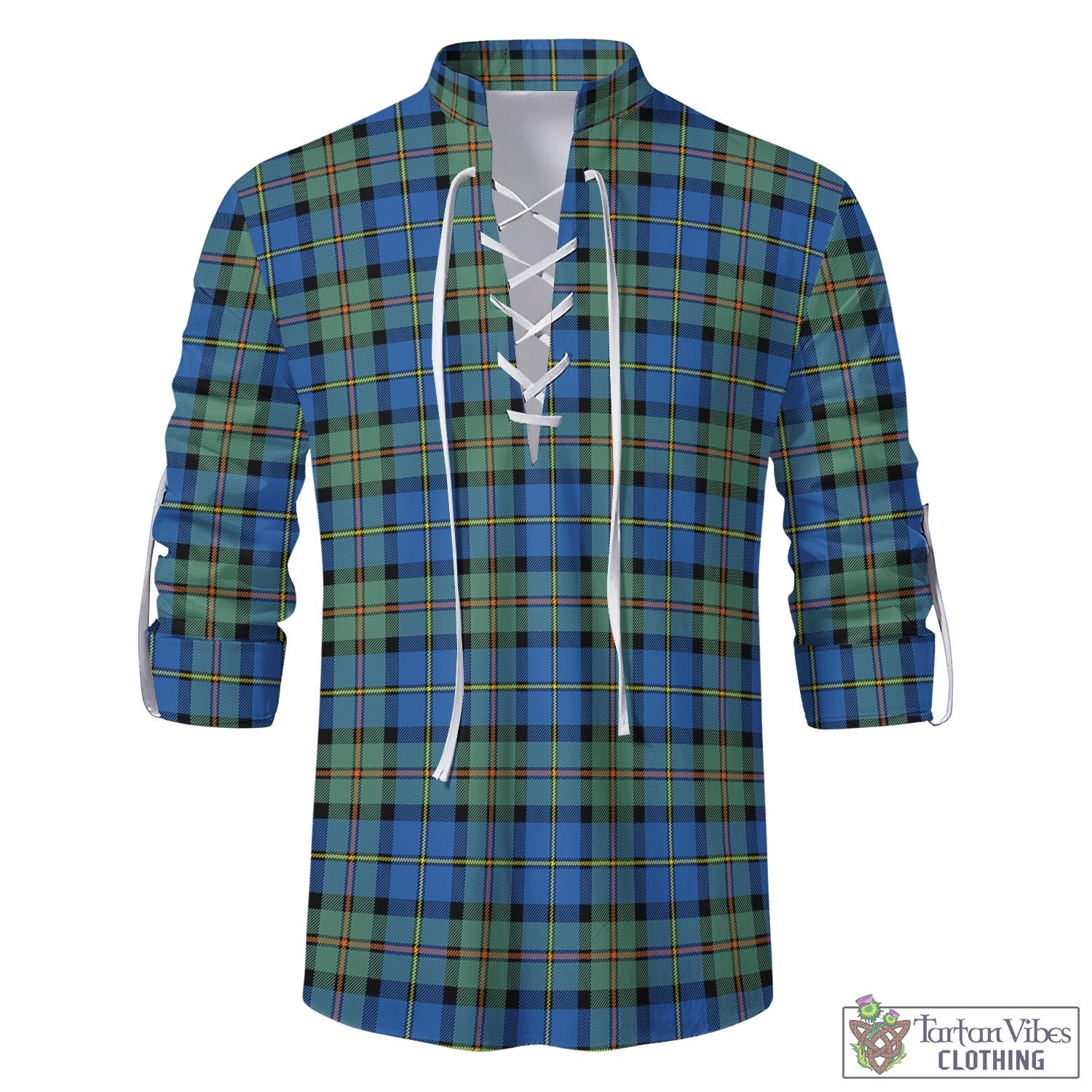 Tartan Vibes Clothing MacLeod of Harris Ancient Tartan Men's Scottish Traditional Jacobite Ghillie Kilt Shirt