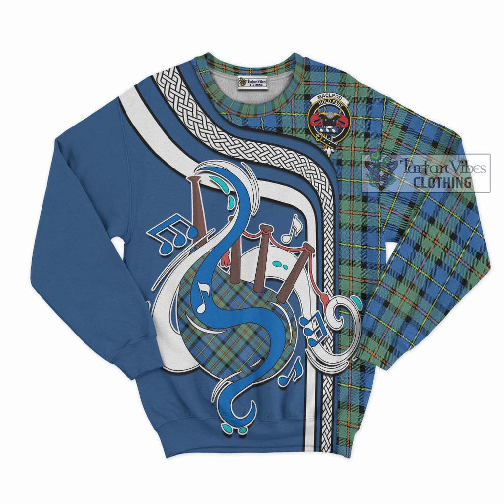 Tartan Vibes Clothing MacLeod of Harris Ancient Tartan Sweatshirt with Epic Bagpipe Style