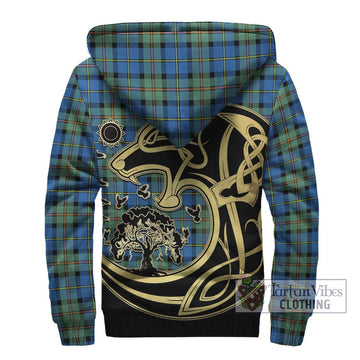 MacLeod of Harris Ancient Tartan Sherpa Hoodie with Family Crest Celtic Wolf Style