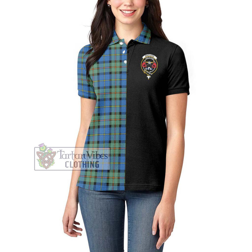 MacLeod of Harris Ancient Tartan Women's Polo Shirt with Family Crest and Half Of Me Style - Tartanvibesclothing Shop