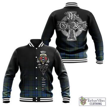 MacLeod of Harris Ancient Tartan Baseball Jacket Featuring Alba Gu Brath Family Crest Celtic Inspired