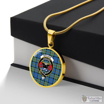 MacLeod of Harris Ancient Tartan Circle Necklace with Family Crest