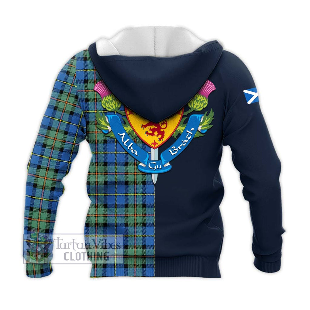 Tartan Vibes Clothing MacLeod of Harris Ancient Tartan Knitted Hoodie with Scottish Lion Royal Arm Half Style