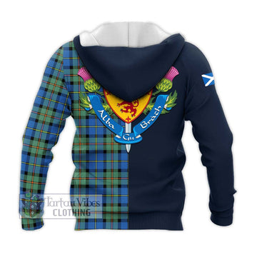 MacLeod of Harris Ancient Tartan Knitted Hoodie Alba with Scottish Lion Royal Arm Half Style