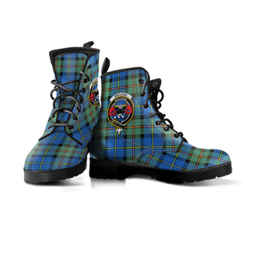 MacLeod of Harris Ancient Tartan Leather Boots with Family Crest