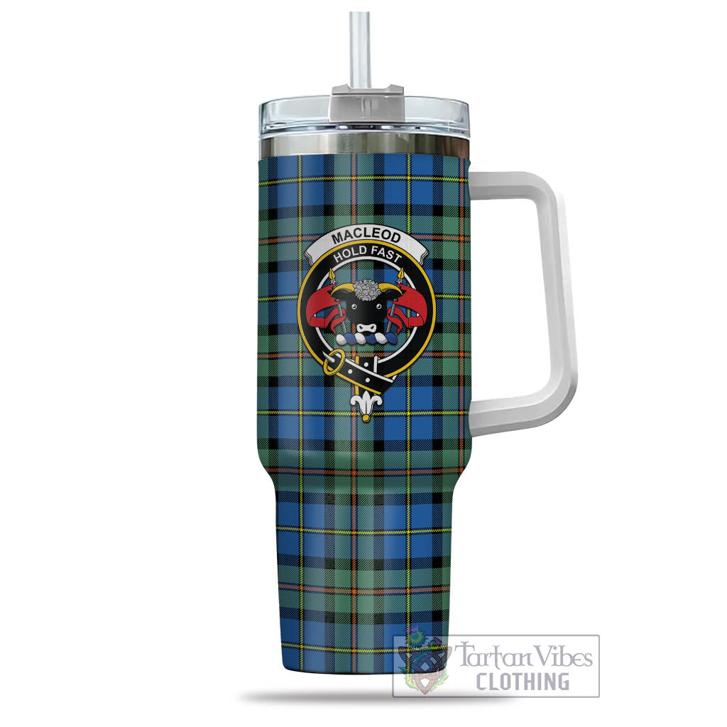 Tartan Vibes Clothing MacLeod of Harris Ancient Tartan and Family Crest Tumbler with Handle