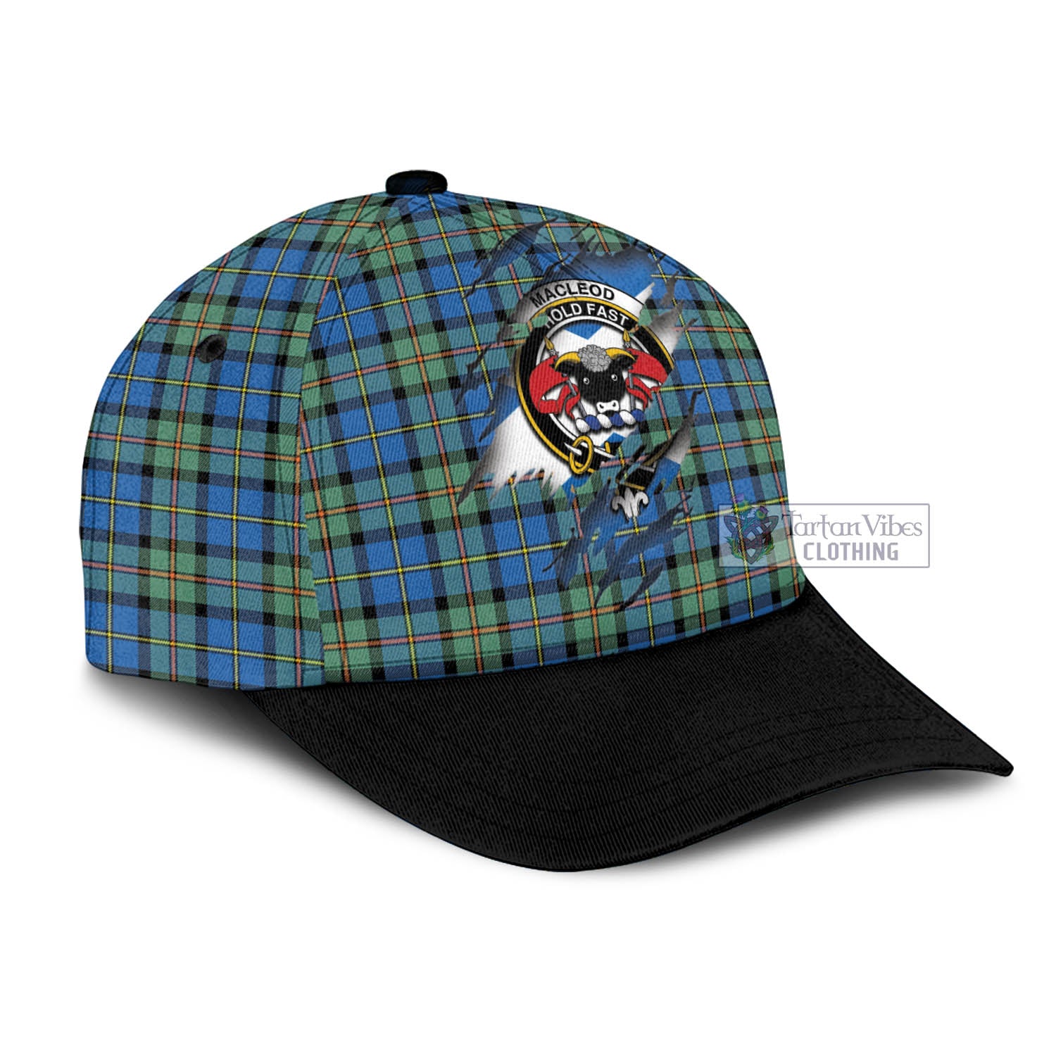 Tartan Vibes Clothing MacLeod of Harris Ancient Tartan Classic Cap with Family Crest In Me Style