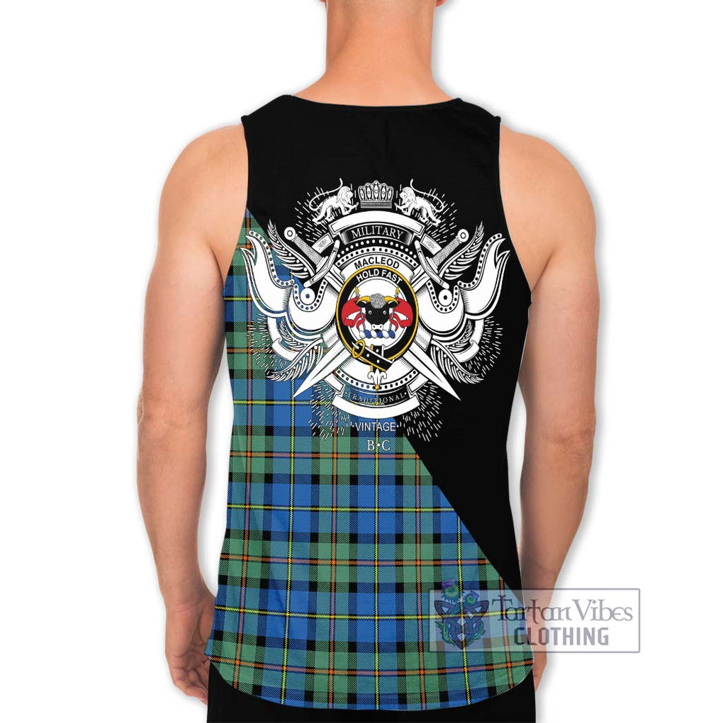 MacLeod of Harris Ancient Tartan Men's Tank Top with Family Crest and Military Logo Style - Tartanvibesclothing Shop