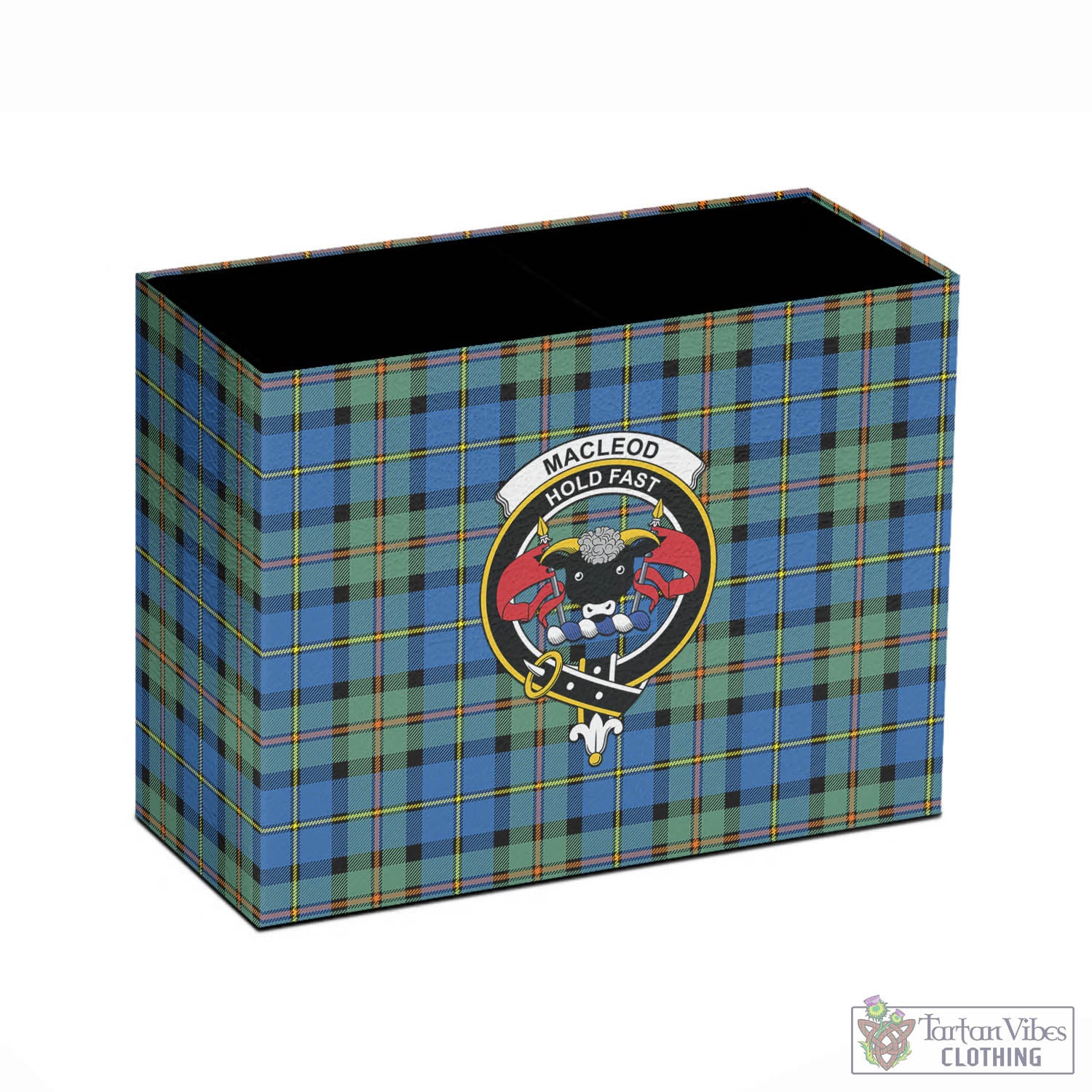 Tartan Vibes Clothing MacLeod of Harris Ancient Tartan Pen Holder with Family Crest