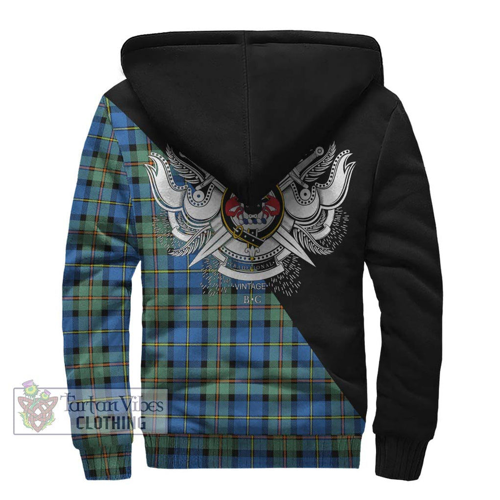 MacLeod of Harris Ancient Tartan Sherpa Hoodie with Family Crest and Military Logo Style - Tartanvibesclothing Shop