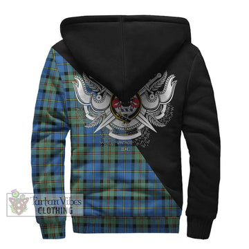 MacLeod of Harris Ancient Tartan Sherpa Hoodie with Family Crest and Military Logo Style