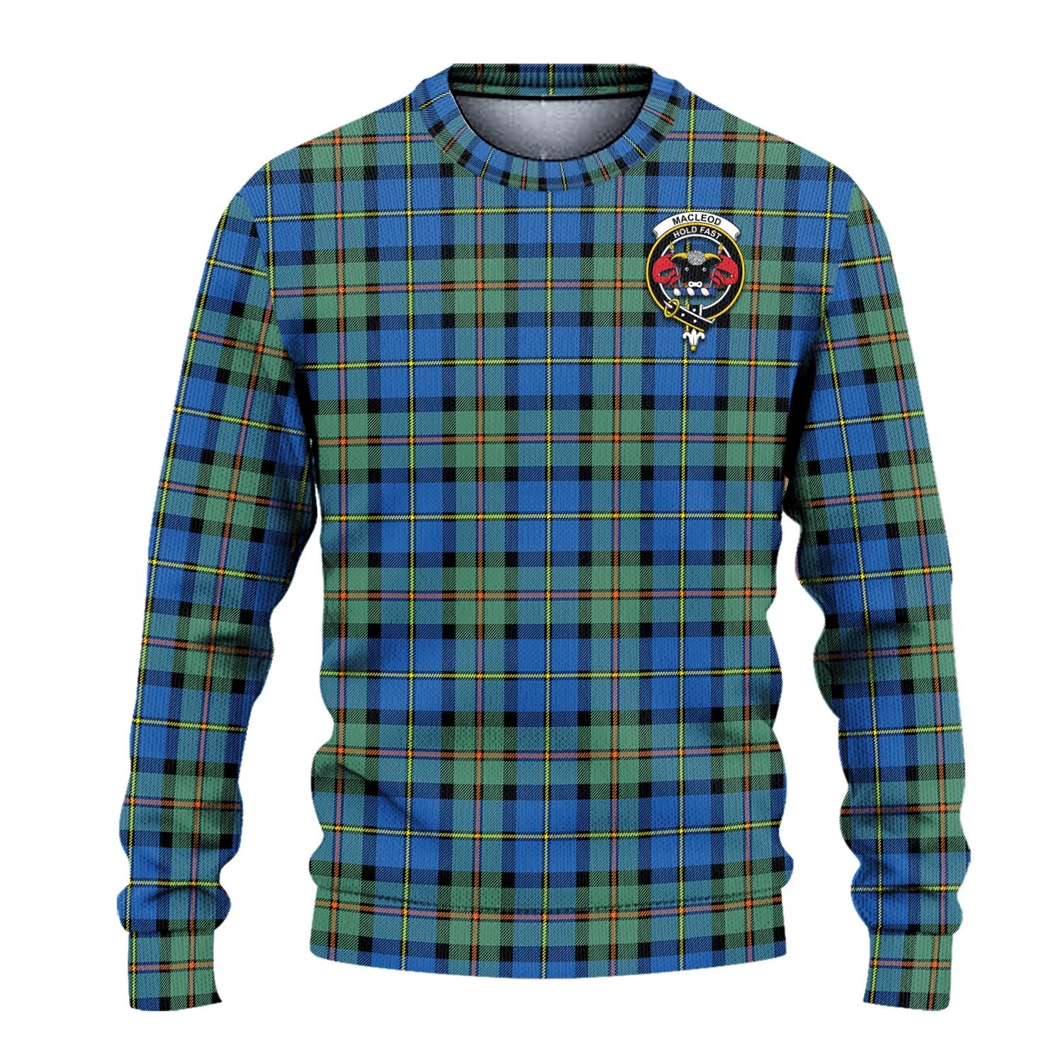 MacLeod of Harris Ancient Tartan Knitted Sweater with Family Crest - Tartanvibesclothing