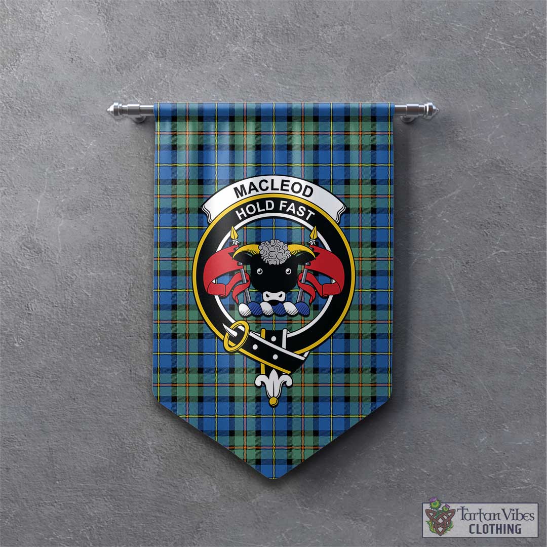 Tartan Vibes Clothing MacLeod of Harris Ancient Tartan Gonfalon, Tartan Banner with Family Crest