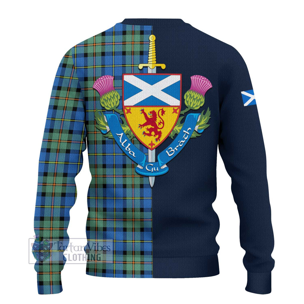 Tartan Vibes Clothing MacLeod of Harris Ancient Tartan Knitted Sweater with Scottish Lion Royal Arm Half Style