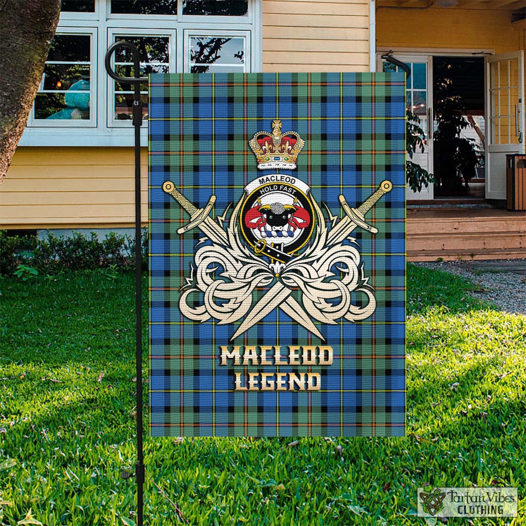 Tartan Vibes Clothing MacLeod of Harris Ancient Tartan Flag with Clan Crest and the Golden Sword of Courageous Legacy