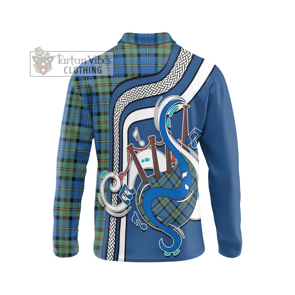 Tartan Vibes Clothing MacLeod of Harris Ancient Tartan Long Sleeve Polo Shirt with Epic Bagpipe Style