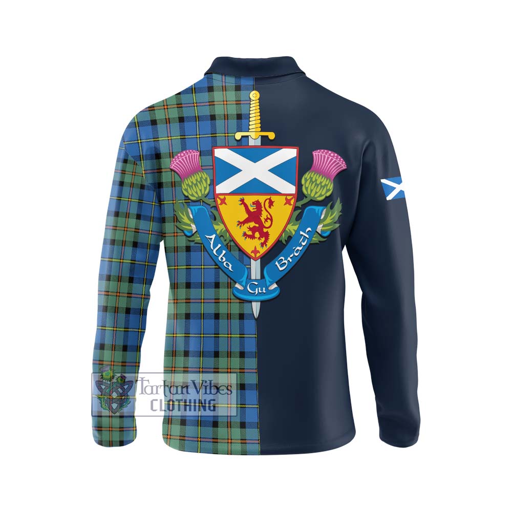 Tartan Vibes Clothing MacLeod of Harris Ancient Tartan Long Sleeve Polo Shirt with Scottish Lion Royal Arm Half Style