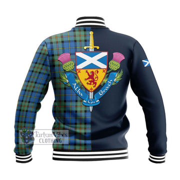 MacLeod of Harris Ancient Tartan Baseball Jacket Alba with Scottish Lion Royal Arm Half Style