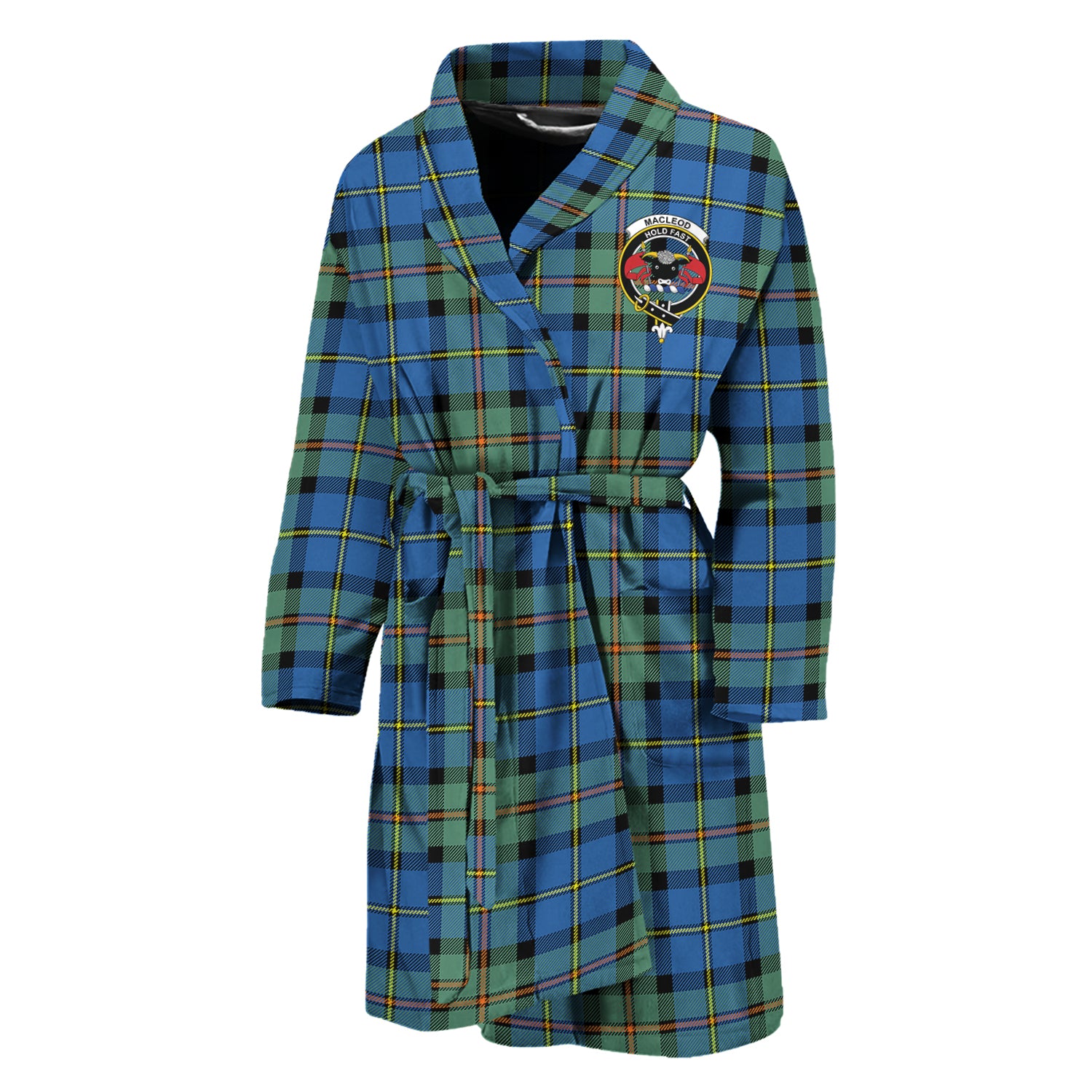 MacLeod of Harris Ancient Tartan Bathrobe with Family Crest Unisex M - Tartan Vibes Clothing