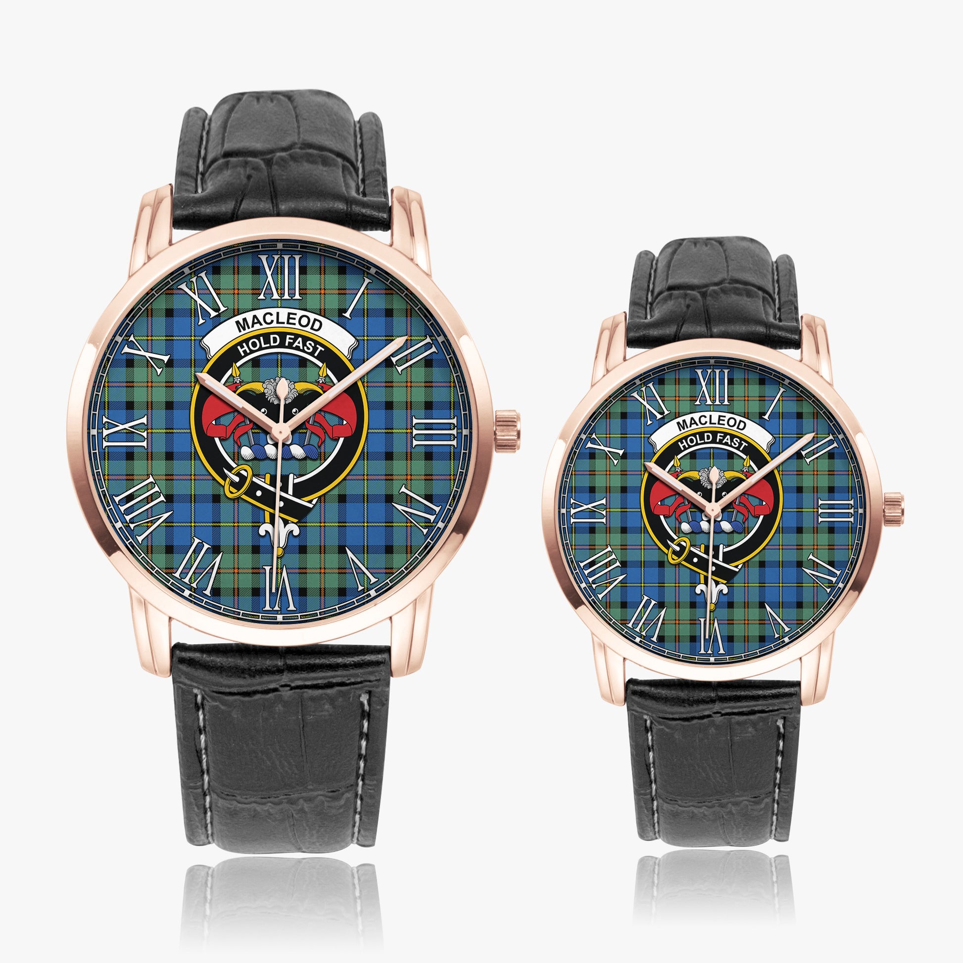 MacLeod of Harris Ancient Tartan Family Crest Leather Strap Quartz Watch - Tartanvibesclothing