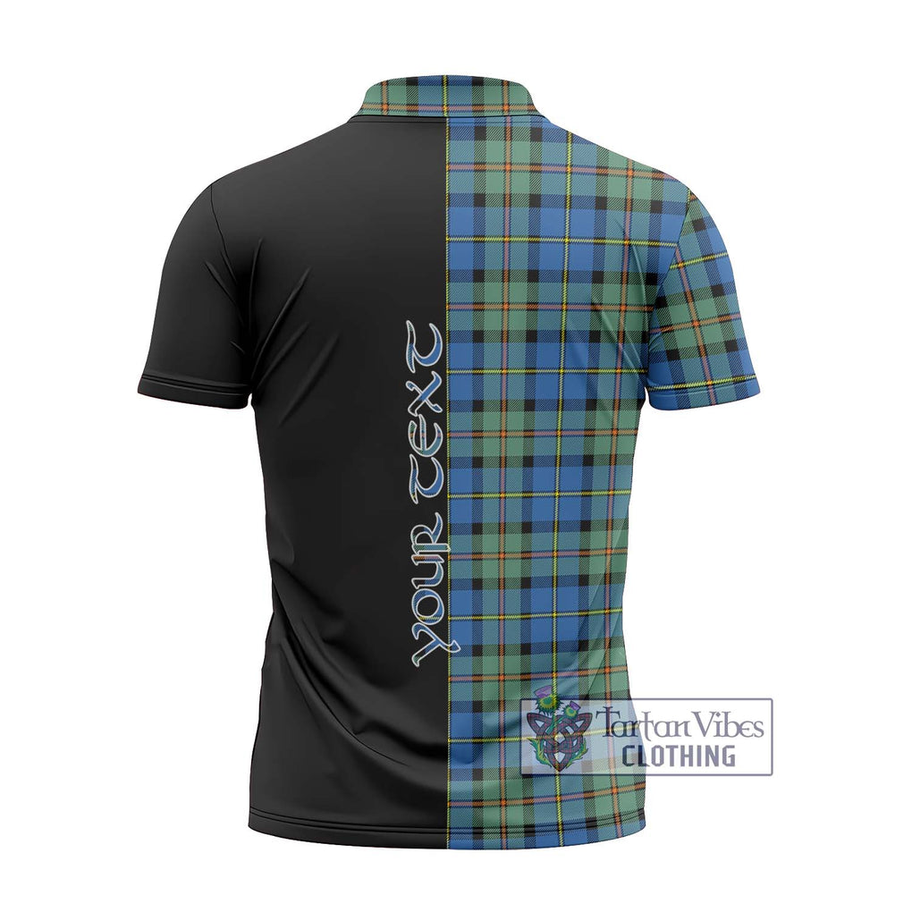 MacLeod of Harris Ancient Tartan Zipper Polo Shirt with Family Crest and Half Of Me Style - Tartanvibesclothing Shop