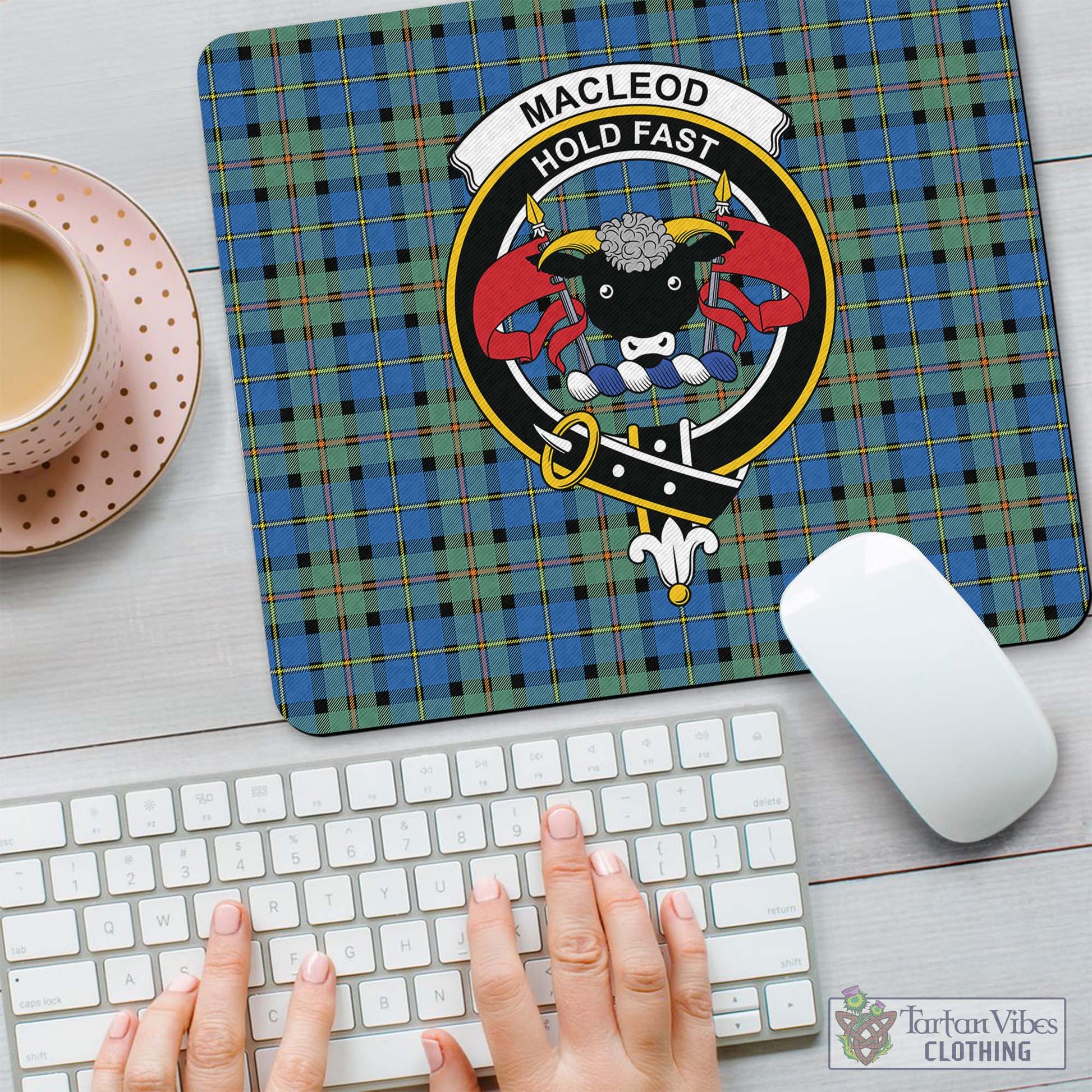 Tartan Vibes Clothing MacLeod of Harris Ancient Tartan Mouse Pad with Family Crest