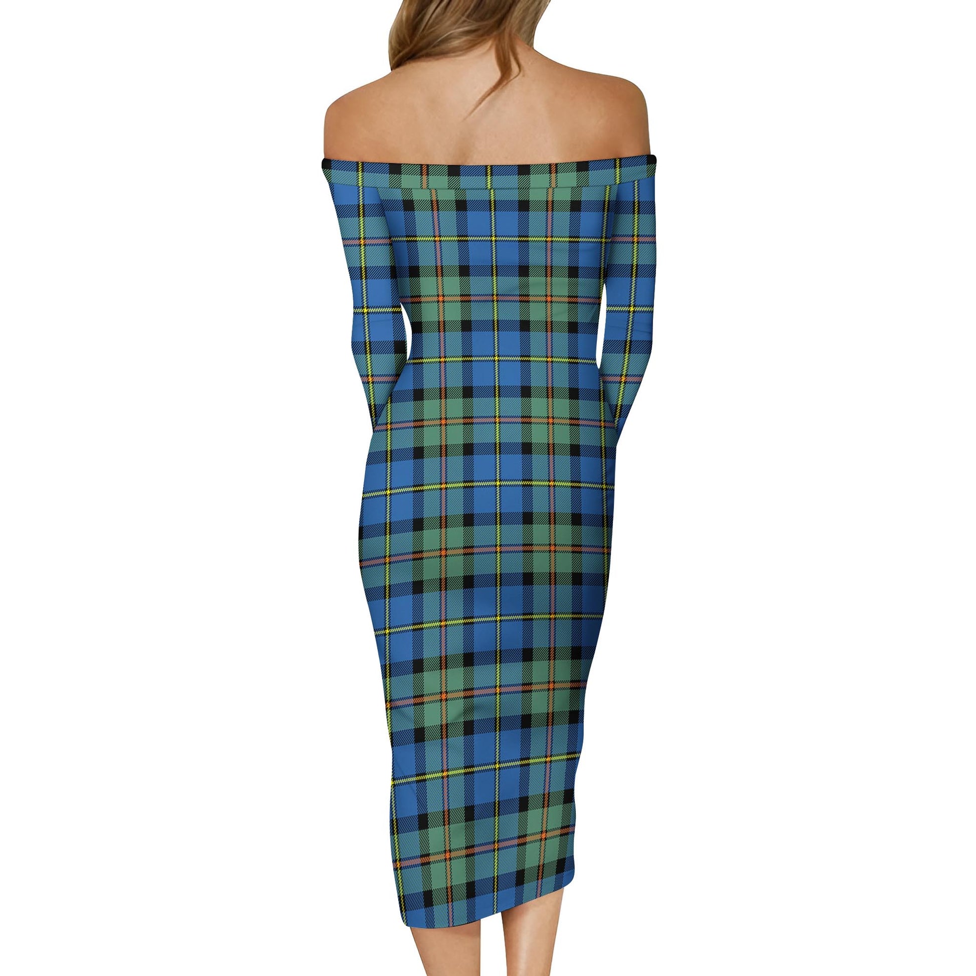 MacLeod of Harris Ancient Tartan Off Shoulder Lady Dress - Tartanvibesclothing