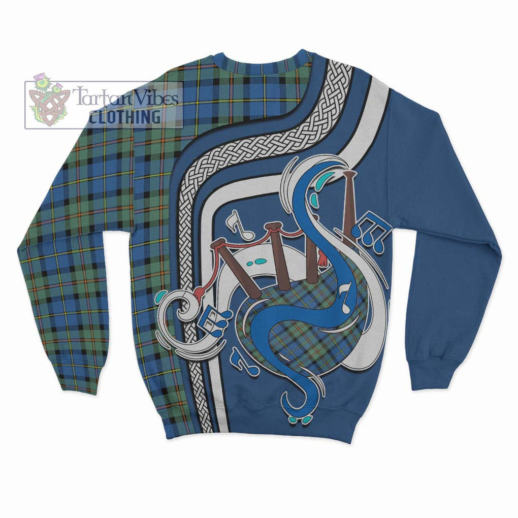 Tartan Vibes Clothing MacLeod of Harris Ancient Tartan Sweatshirt with Epic Bagpipe Style