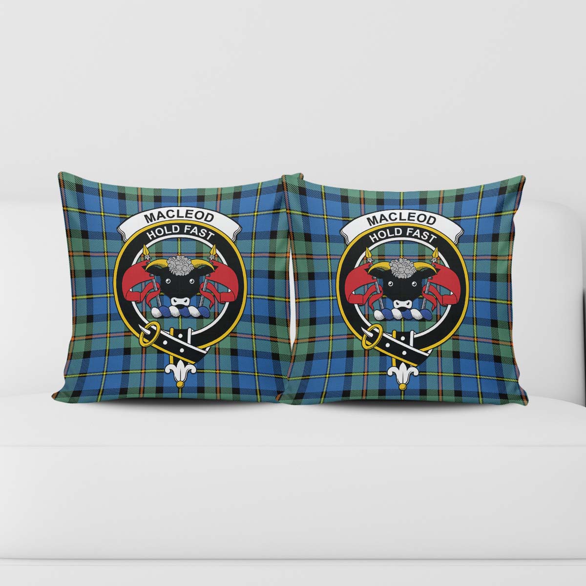 MacLeod of Harris Ancient Tartan Pillow Cover with Family Crest - Tartanvibesclothing