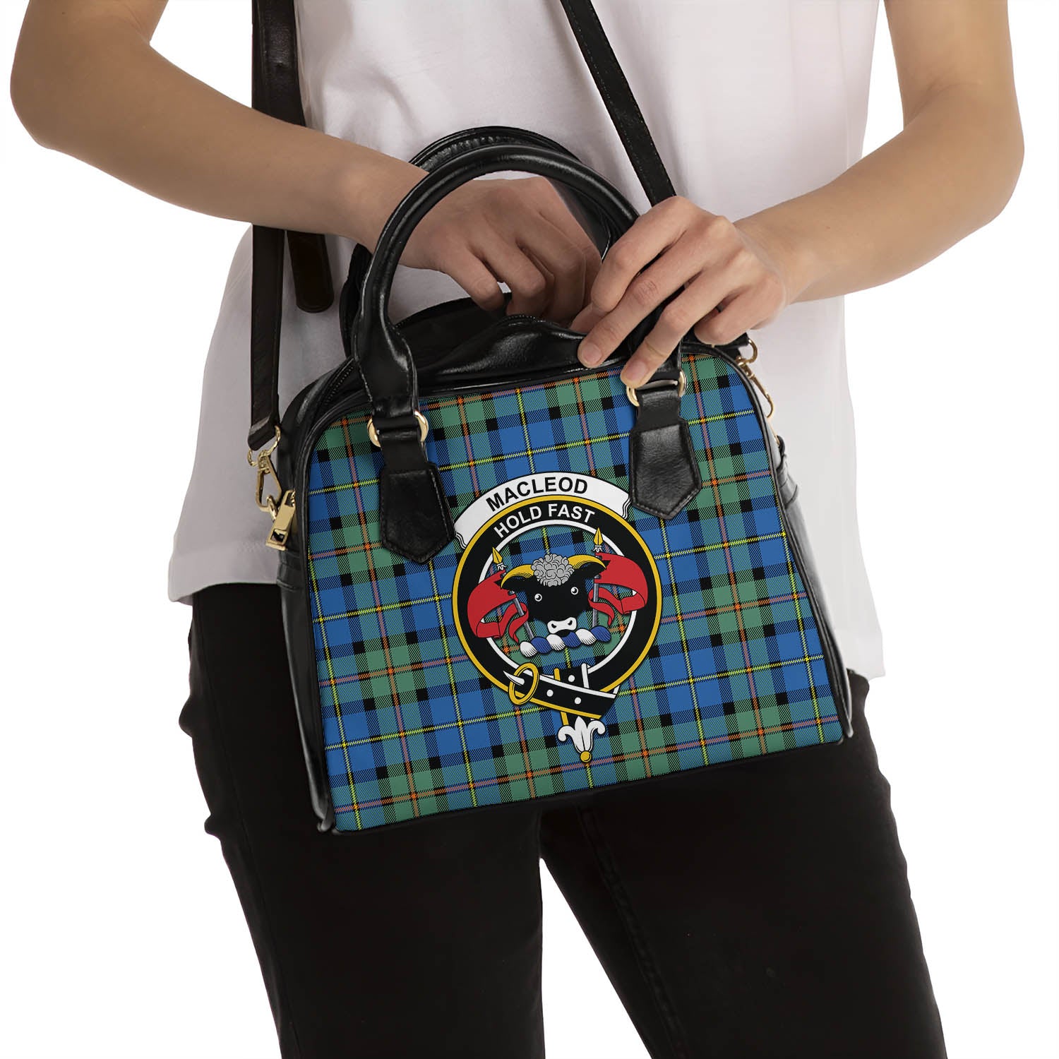 MacLeod of Harris Ancient Tartan Shoulder Handbags with Family Crest - Tartanvibesclothing