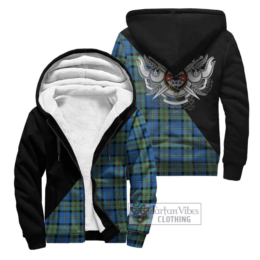 MacLeod of Harris Ancient Tartan Sherpa Hoodie with Family Crest and Military Logo Style Unisex - Tartanvibesclothing Shop