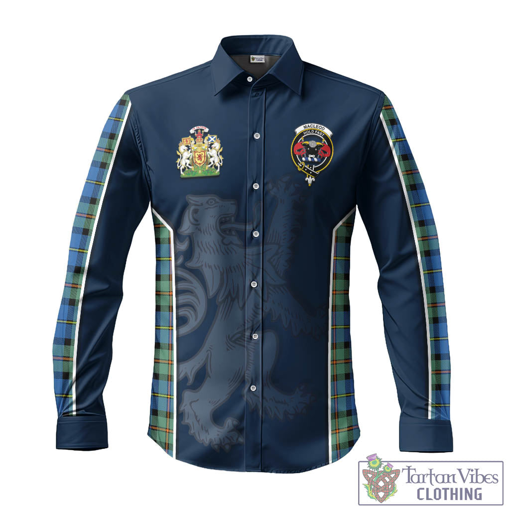 Tartan Vibes Clothing MacLeod of Harris Ancient Tartan Long Sleeve Button Up Shirt with Family Crest and Lion Rampant Vibes Sport Style