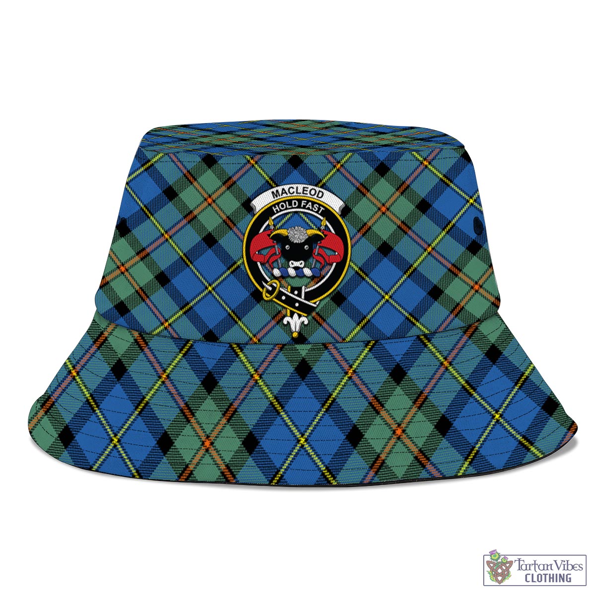 Tartan Vibes Clothing MacLeod of Harris Ancient Tartan Bucket Hat with Family Crest