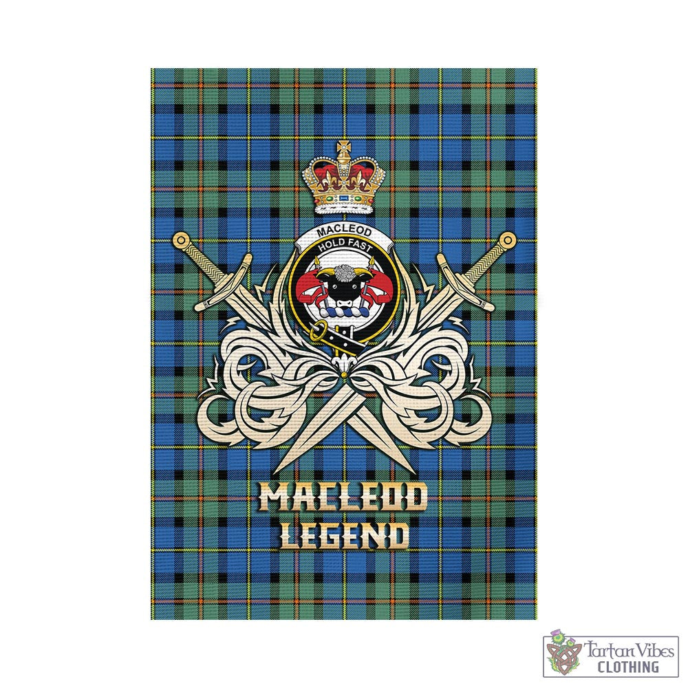 Tartan Vibes Clothing MacLeod of Harris Ancient Tartan Flag with Clan Crest and the Golden Sword of Courageous Legacy