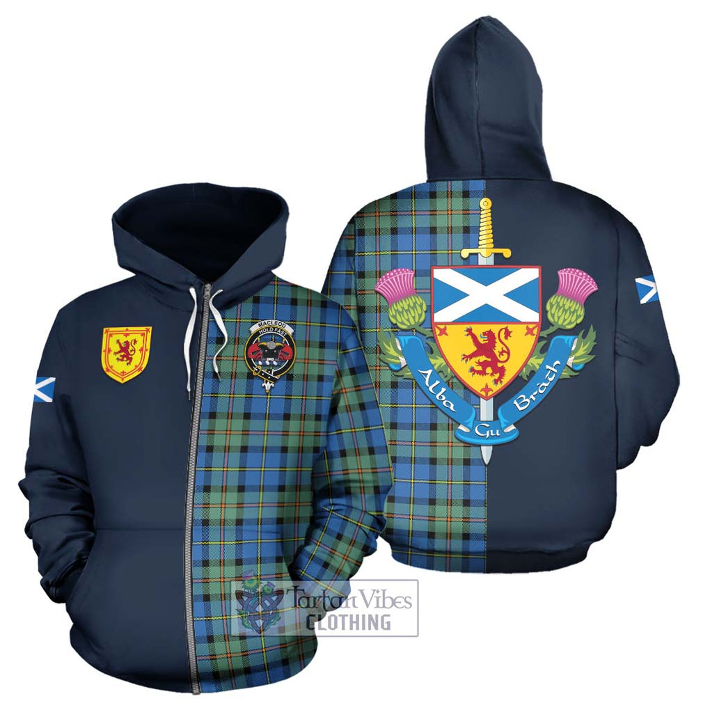 Tartan Vibes Clothing MacLeod of Harris Ancient Tartan Hoodie with Scottish Lion Royal Arm Half Style