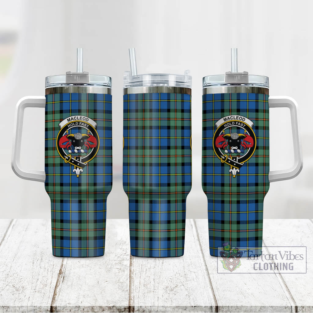 Tartan Vibes Clothing MacLeod of Harris Ancient Tartan and Family Crest Tumbler with Handle