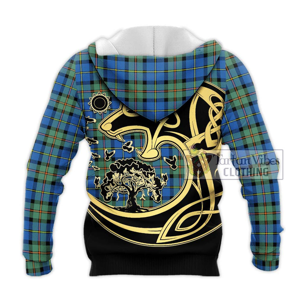 MacLeod of Harris Ancient Tartan Knitted Hoodie with Family Crest Celtic Wolf Style - Tartan Vibes Clothing