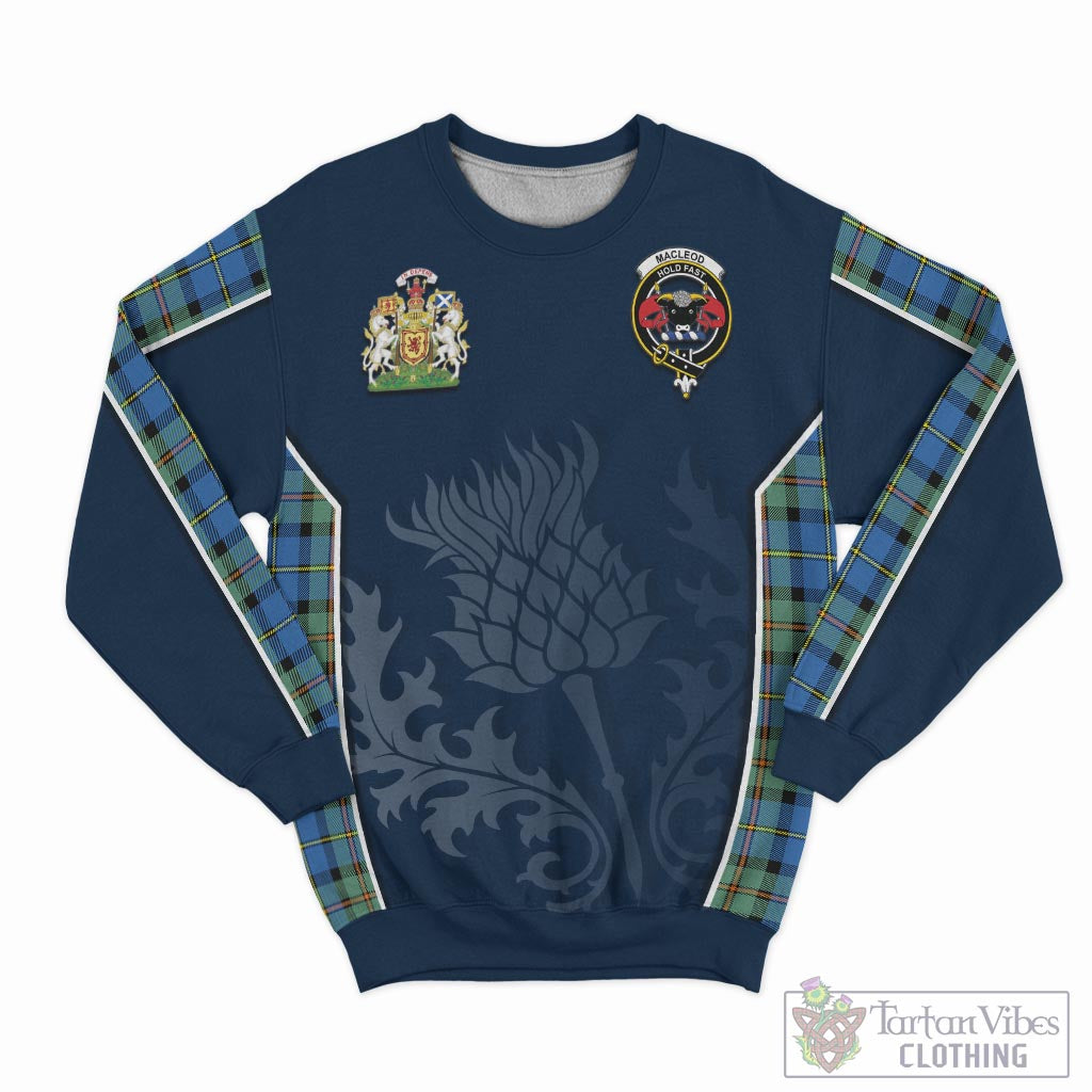 Tartan Vibes Clothing MacLeod of Harris Ancient Tartan Sweatshirt with Family Crest and Scottish Thistle Vibes Sport Style