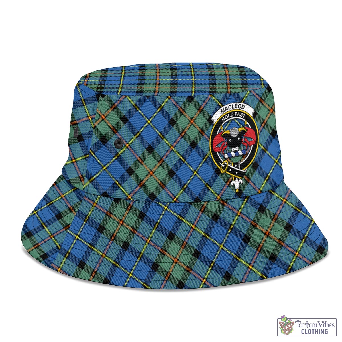 Tartan Vibes Clothing MacLeod of Harris Ancient Tartan Bucket Hat with Family Crest