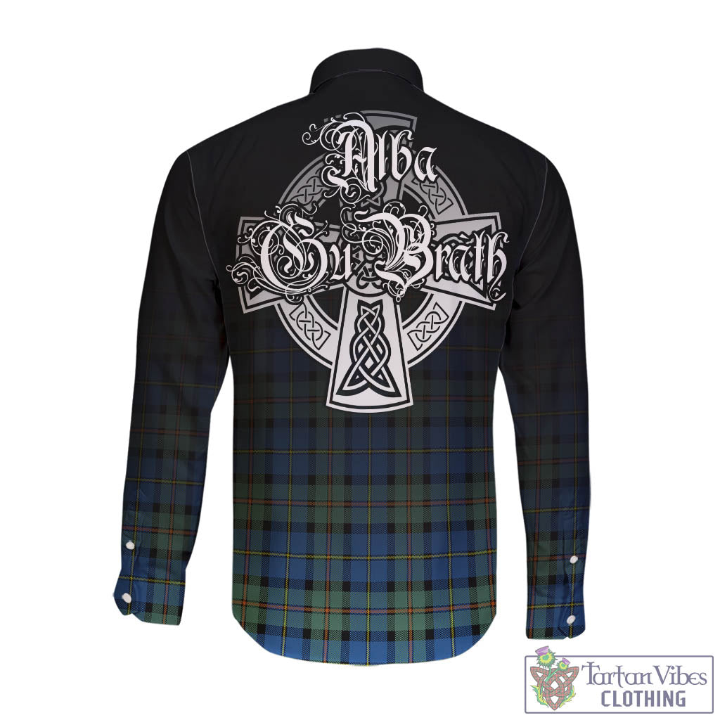 Tartan Vibes Clothing MacLeod of Harris Ancient Tartan Long Sleeve Button Up Featuring Alba Gu Brath Family Crest Celtic Inspired