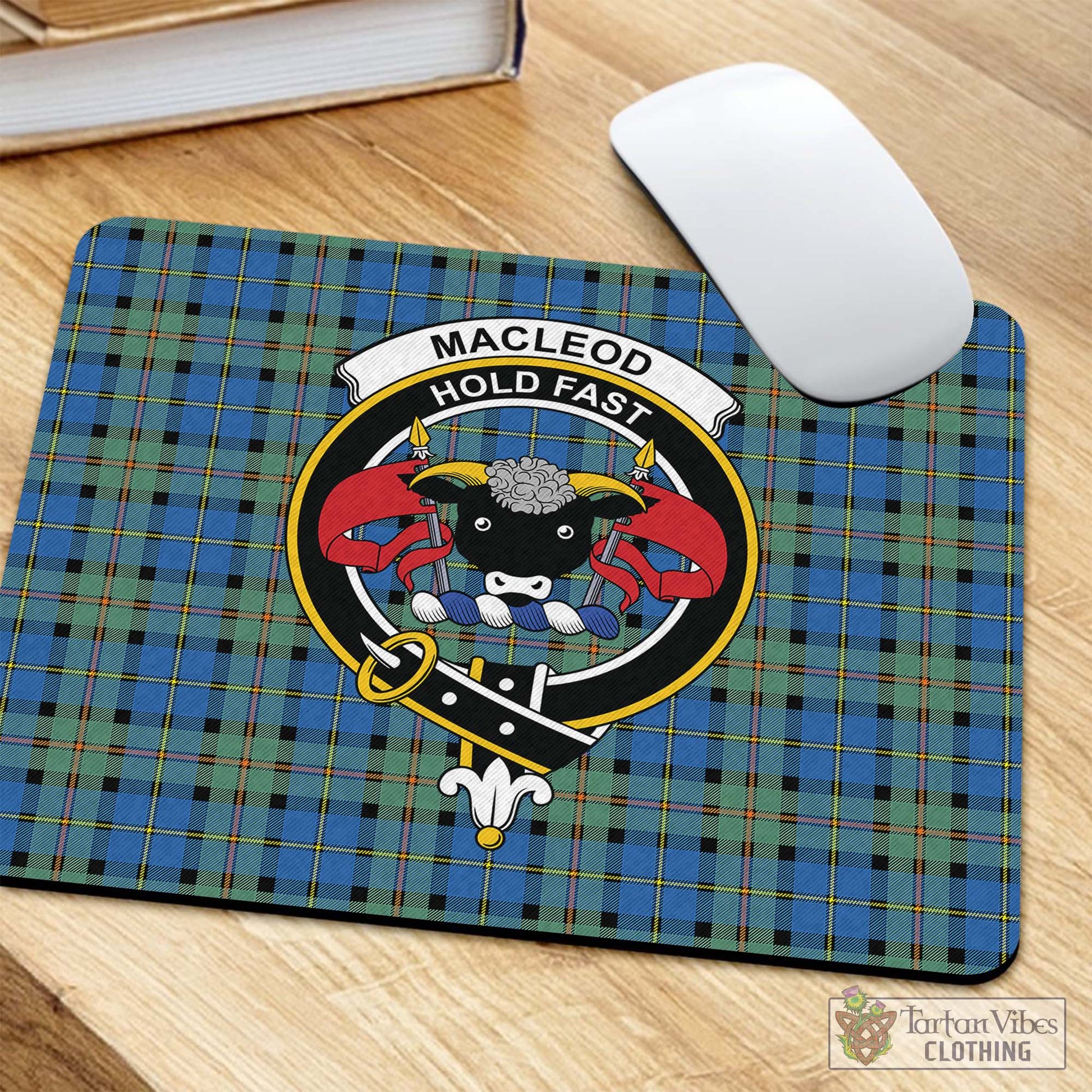 Tartan Vibes Clothing MacLeod of Harris Ancient Tartan Mouse Pad with Family Crest